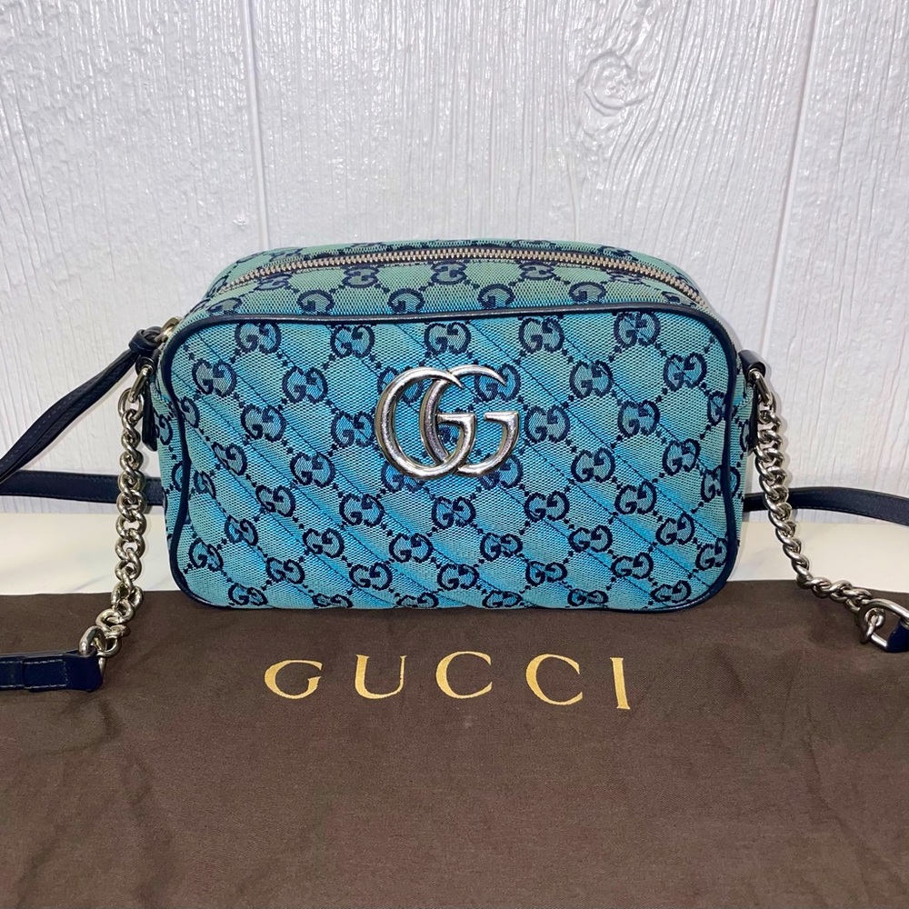 Gucci Marmont GG Crossbody Denim Shoulder Bag!